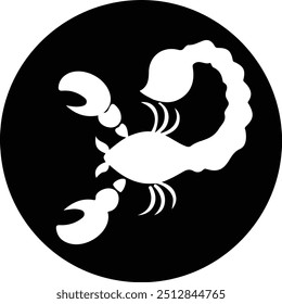 Scorpian zodiac sign - black and white icon