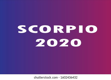 Scorpio 2020 text written on a blue and red gradient background