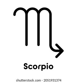 Scorpio - astrological sign. One of twelve zodiac symbols. Simple solid line vector icon.