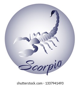 Scorpio astrological zodiac sign vector illustration. Horoscope water element. Logo emblem with scorpion. Creative art design for web and print. Isolated on white
