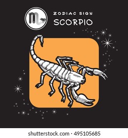 Scorpio - Astrology Sign. Vector Icon of Zodiac Symbol. Traditional image of Dangerous Scorpion in Graphic Style.