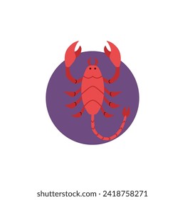 Scorpio, astrology zodiac sign, cartoon style vector illustration isolated on white background. Astrological symbol of animal, cute picture symbolizing zodiac sign and horoscope.