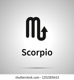 Scorpio astronomical sign, simple black icon with shadow