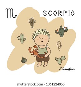 scorpio baby zodiac cute hand drawn vector illustration