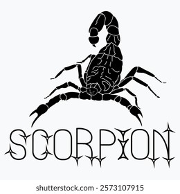 Scorpio, black. Created for font presentation. Dangerous insect logo.