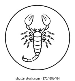Scorpio black line icon. Zodiac sign. Astrology and horoscope. Predictions and human character. Element water. Ruler Pluto. UI UX GUI design element. Editable stroke