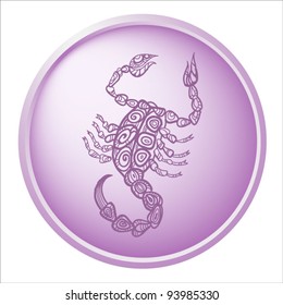 scorpio, button with sign of the zodiac