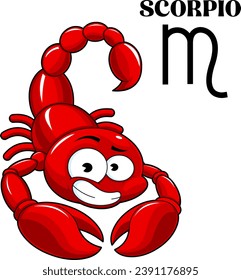 Scorpio Cartoon Character Horoscope Zodiac Sign. Vector Hand Drawn Illustration Isolated On Transparent Background