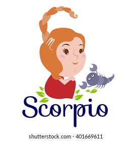 Scorpio cartoon character. Sign of the zodiac. Horoscope. Astrology. Vector isolated illustration.