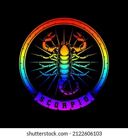 Scorpio character vintage neon style illustration