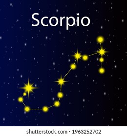 Scorpio constellation on black. Magic universe art. Vector illustration. Stock image. EPS 10.