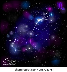 Scorpio Constellation With Triangular Background. True star and nebulosity positions.   EPS 10. Smartly layered. Mask was used.