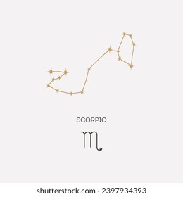 Scorpio constellation vector illustration. Scorpio constellation astrological drawing