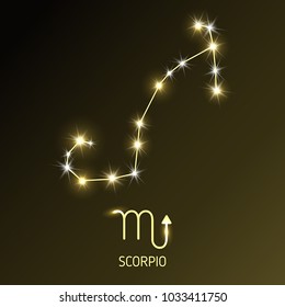 Scorpio constellation and zodiac sing. Vector illustration.