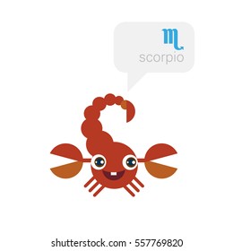 Scorpio - cute cartoon horoscope, vector flat sign of zodiac