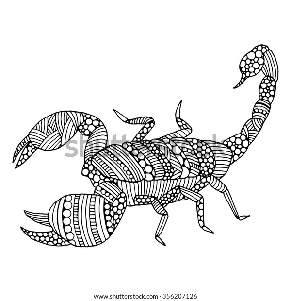 Scorpio Doodle Illustration On Simple White Stock Vector (Royalty Free ...
