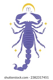 Scorpio, eighth zodiac sign in Astrology. Isolated vector illustration in flat design