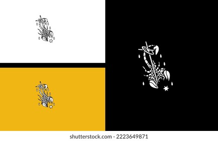 scorpio with flames vector illustration outline design