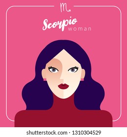 Scorpio Girl : Beautiful Woman With Horoscope Sign :Vector Illustration