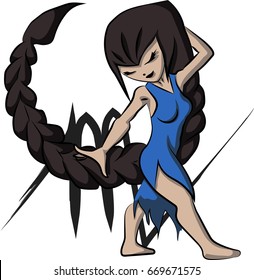 Scorpio Girl Cartoon Vector