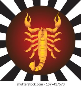 Scorpio Golden zodiac sign on isolated background. Vector image eps 10