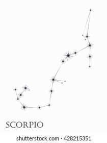 Scorpio of highly detailed zodiac constellations, icons.  Isolated vector illustration.