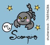 Scorpio horoscope cartoon vector illustration doodle style