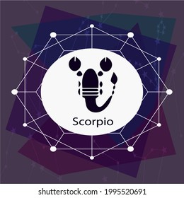 Scorpio horoscope sign, Creative decorative elegant linear astrology zodiac Scorpio emblem template for logo or poster decoration.