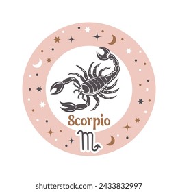 Scorpio horoscope sign. Element of zodiac astrology. Esoteric symbol for logo or icon. Vector