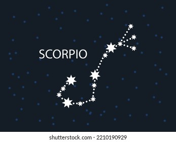 Scorpio Horoscope Symbol. Zodiac Constellation with Stars. Night Sky map. Vector illustration of Astrological signs 
for calendar, horoscope isolated on a background 
