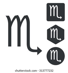 Scorpio icon set, monochrome, isolated on white