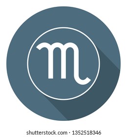 Scorpio Icon. Vector Astrological, Horoscope Sign. Zodiac Symbol. Air Element. Flat Style. Sticker. Vector illustration for Your Design, Web.
