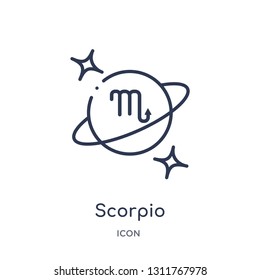 scorpio icon from zodiac outline collection. Thin line scorpio icon isolated on white background.