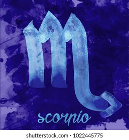 scorpio icon of zodiac, Vector icon. astrological signs, image of horoscope. Water-colour style 