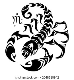Scorpio. New, stylish zodiac sign. Horoscope. Isolated silhouette.