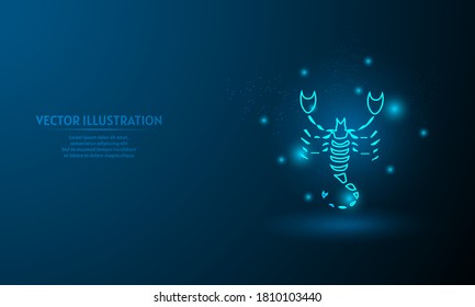 scorpio on blue abstract background. simple blue background. Starlight background