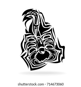 Scorpio on white background, illustration, tribal