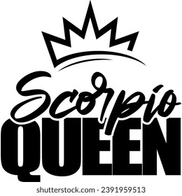 scorpio queen black vector graphic design and cut file