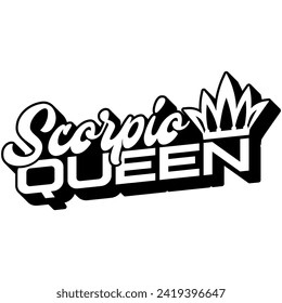 scorpio queen black vector graphic design and cut file