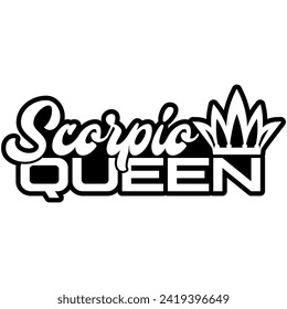 scorpio queen black vector graphic design and cut file