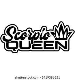 scorpio queen black vector graphic design and cut file