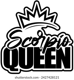 scorpio queen black vector graphic design and cut file