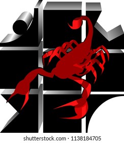 Scorpio red 3d logo vector illustration isolated on white background