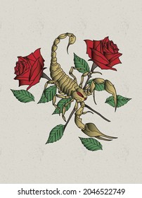 scorpio rose graphic retro design