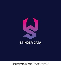 Scorpio Scorpion Stinger Letter S Data Digital Logo Design