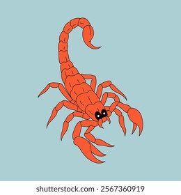 Scorpio. Seafood shop logo, sign board, restaurant menu, fish market, banner, poster design template. Flat design