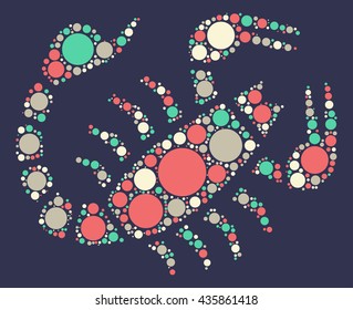 Scorpio shape vector design by color point