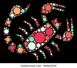 Scorpio shape vector design by color point