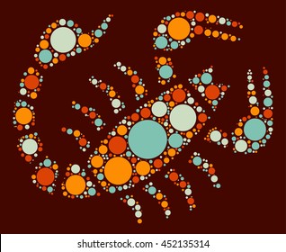 Scorpio shape vector design by color point