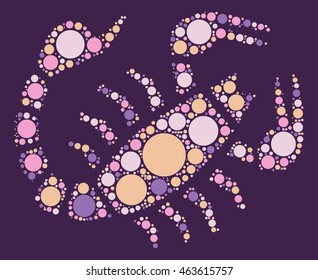 Scorpio shape vector design by color point